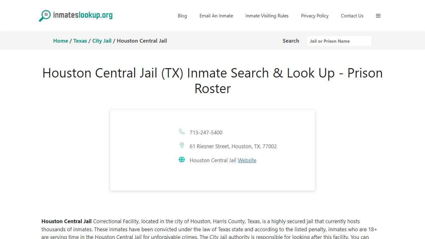 Houston Central Jail (TX) Inmate Search & Look Up - Prison Roster